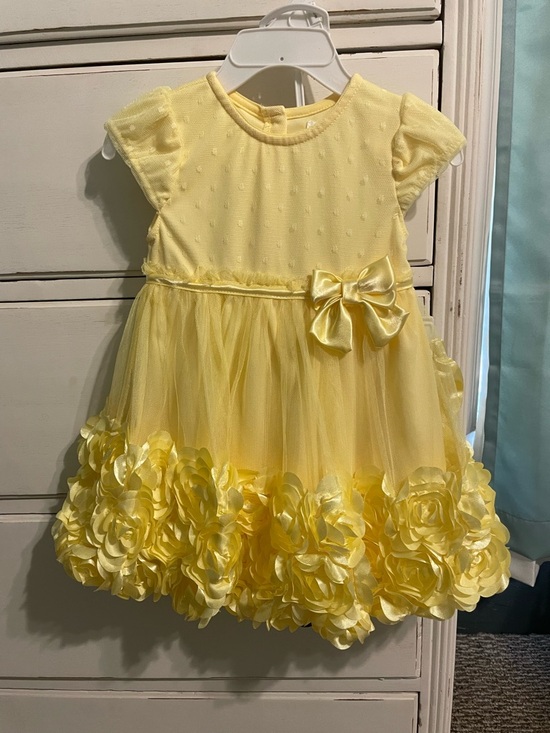 Nannette Other - Nannette Yellow Floral Tulle Dress with Bow Accent